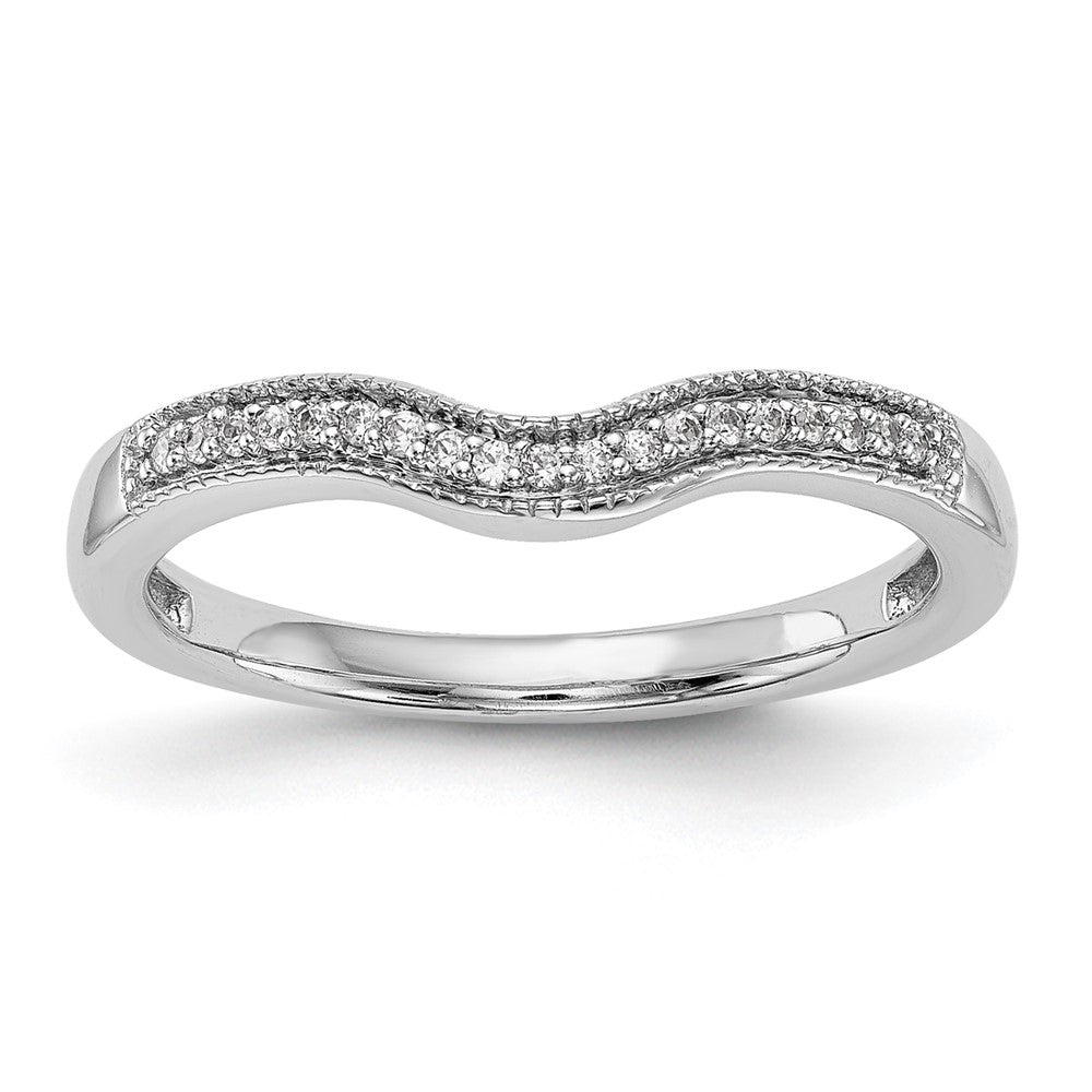 14k White Gold 1/15 carat Diamond Complete Wedding Band, 0.076 ct, Size 7