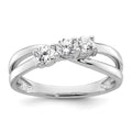 14k White Gold 1/2 carat Lab Grown Diamond VS/SI+ G+ Complete Three Stone Engagement Ring, 0.459 ct, Size 7