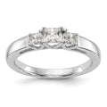 14K White Gold 3-Stone Engagement Ring, 0.48 ct, Size 7