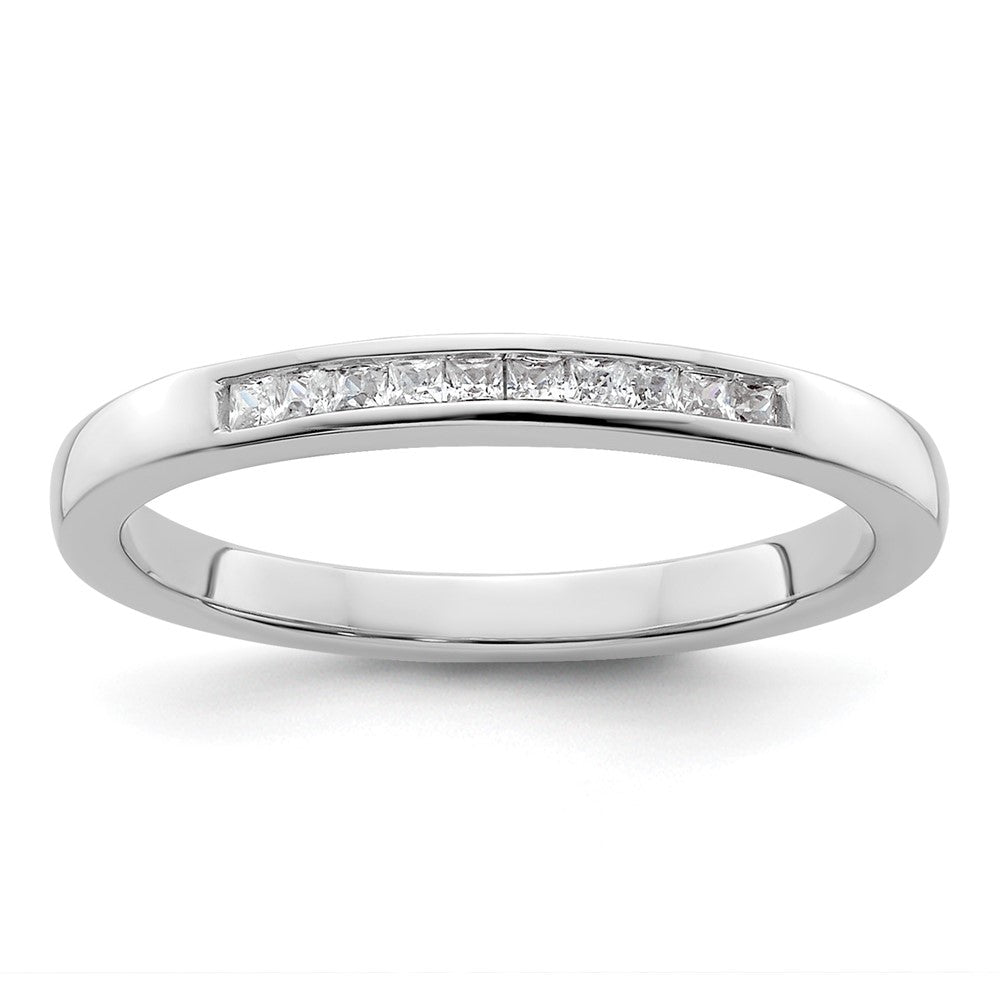 14K White Gold 1/6 carat Princess Diamond Channel-set Complete Wedding Band, 0.15 ct, Size 7
