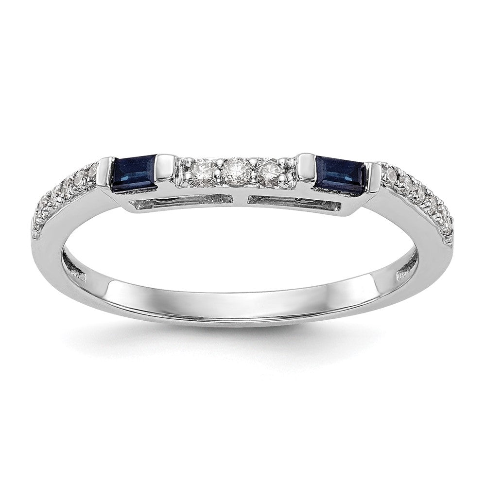 14k White Gold 1/10 carat Diamond and Sapphire Complete Wedding Band, 0.14 ct, Size 7, 1.45 g - ID5S9RM3028B-SA-010-WAA8L7