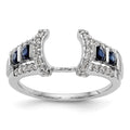 14K White Gold 3/8 carat Diamond and Blue Sapphire Complete Wrap Ring, 1.028 ct, Size 7, 3.53 g - ID5S9RM3093B-SA-039-WAA8L7