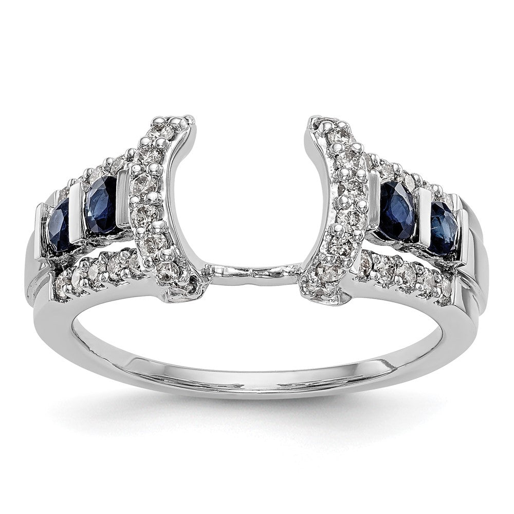 14K White Gold 3/8 carat Diamond and Blue Sapphire Complete Wrap Ring, 1.028 ct, Size 7, 3.53 g - ID5S9RM3093B-SA-039-WAA8L7
