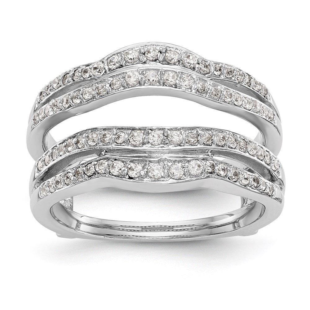 14K White Gold 1/2 carat Diamond Complete Ring Guard, 0.486 ct, Size 7