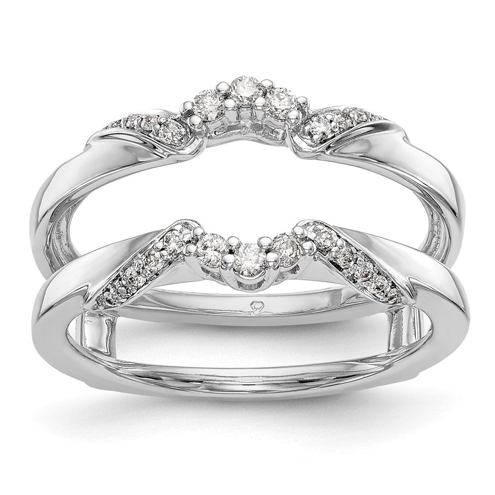 14K White Gold 1/5 carat Diamond Complete Ring Guard, 0.196 ct, Size 7