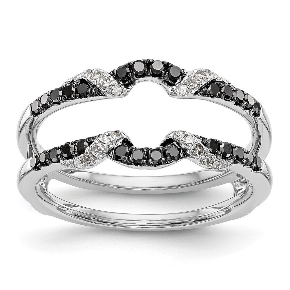 14K White Gold 1/3 carat Black and White Diamond Complete Ring Guard, 0.328 ct, Size 7, 3.67 g - ID5S9RM3125B-BK-033-WAA8L7