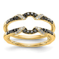 14K Yellow Gold Black & White Diamond Guard, 0.328 ct, Size 7