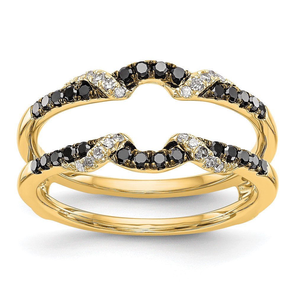 14K Yellow Gold Black & White Diamond Guard, 0.328 ct, Size 7