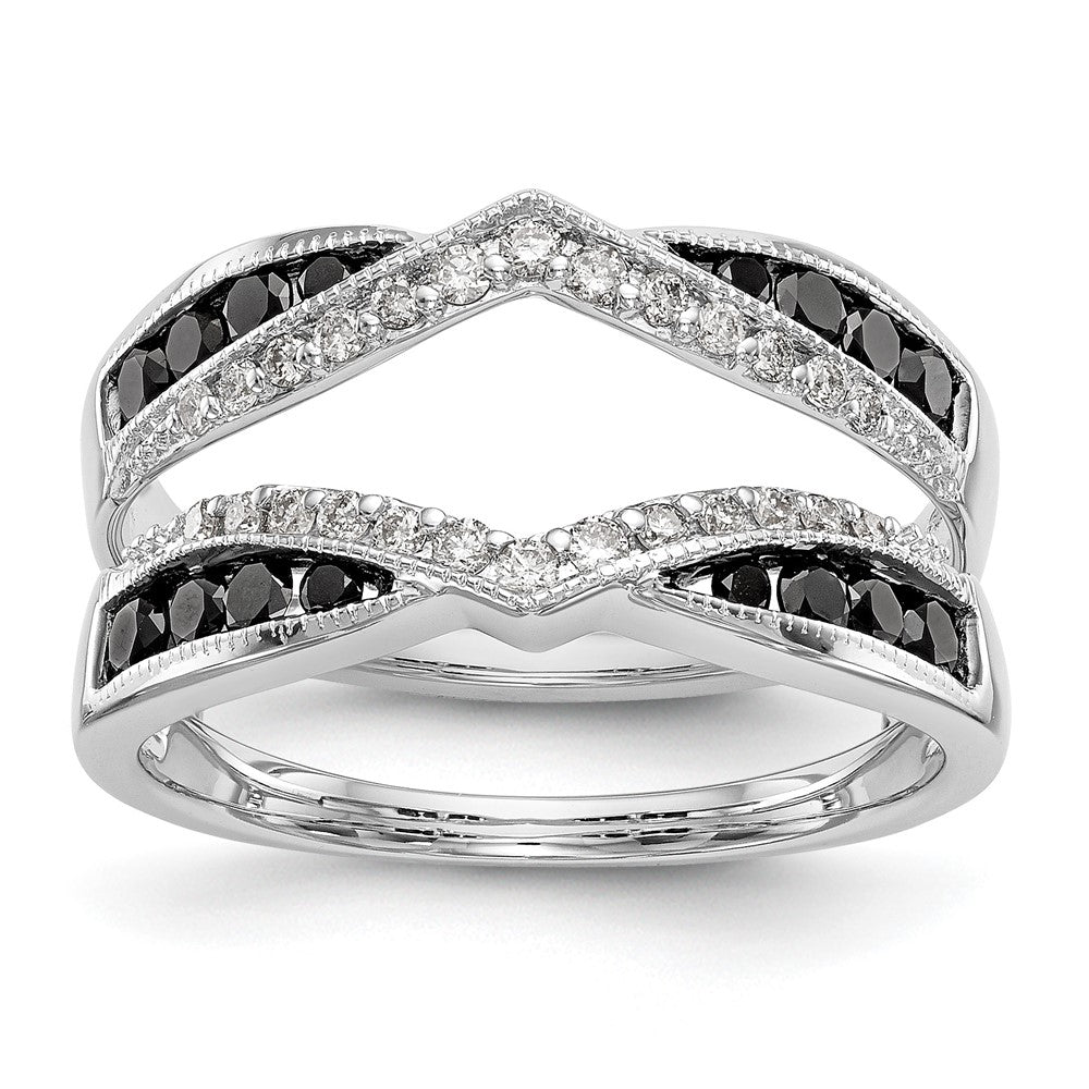 14K White Gold 3/4 carat Black and White Diamond Complete Ring Guard, 0.748 ct, Size 7, 5.13 g - ID5S9RM3127B-BK-075-WAA8L7