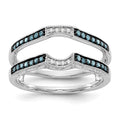 14K White Gold 1/4 carat Blue and White Diamond with Black Rhodium Complete Ring Guard, 0.264 ct, Size 7