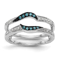 14K White Gold 1/5 carat Blue and White Diamond with Black Rhodium Complete Ring Guard, 0.178 ct, Size 7, 3.52 g - ID5S9RM3130B-BD-017-WAA8L7