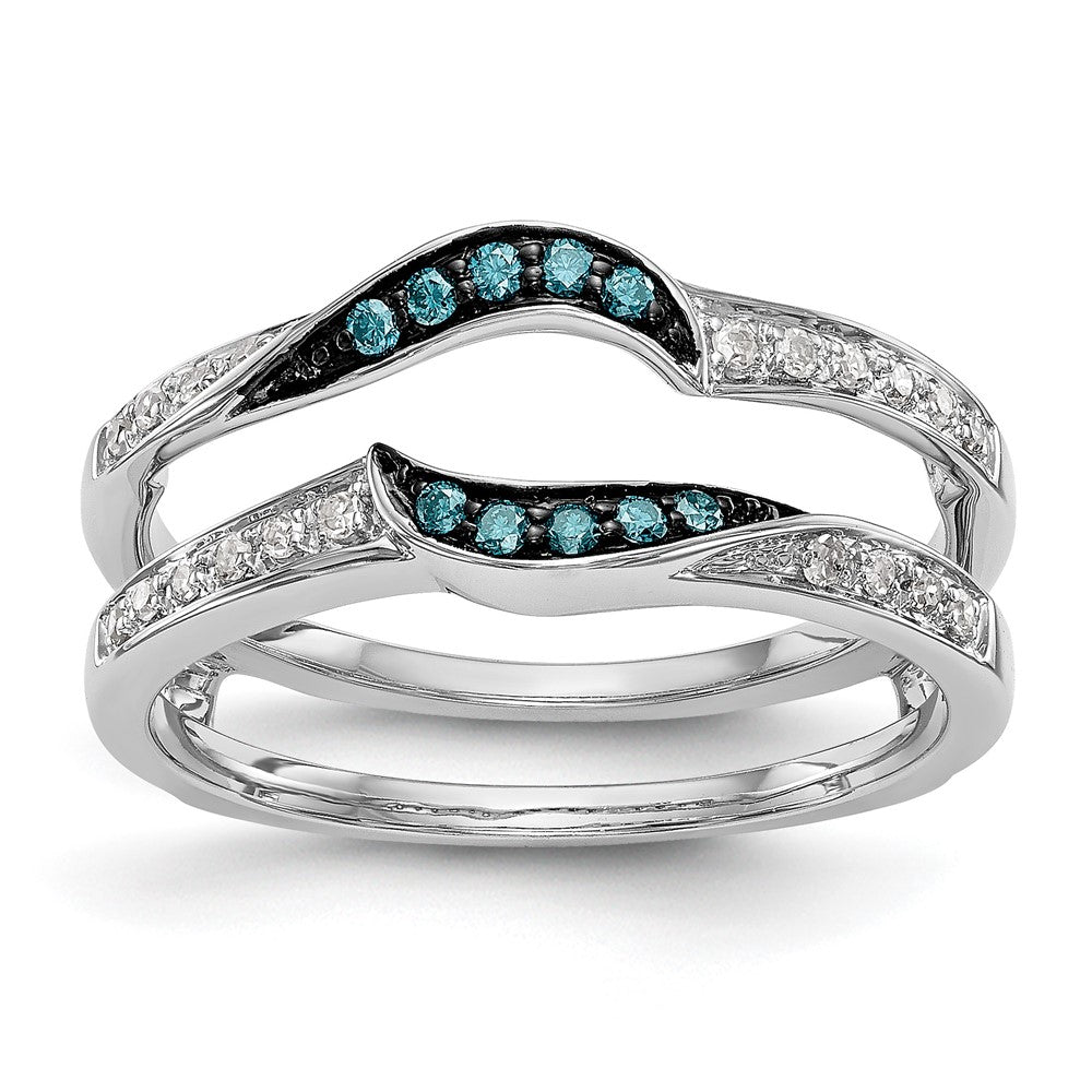 14K White Gold 1/5 carat Blue and White Diamond with Black Rhodium Complete Ring Guard, 0.178 ct, Size 7, 3.52 g - ID5S9RM3130B-BD-017-WAA8L7