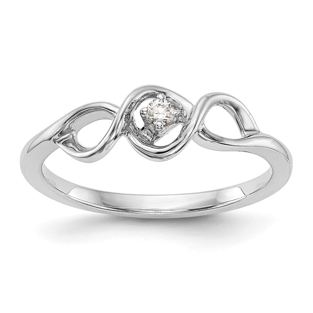 First Promise 14k White Gold 1/20 carat Round Diamond Complete Promise/Engagement Ring, 0.04 ct, Size 7