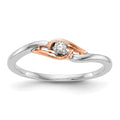 First Promise 14k White and Rose Gold 1/20 carat Round Diamond Complete Promise/Engagement Ring, 0.04 ct, Size 7