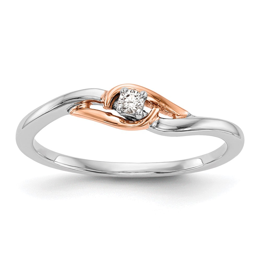 First Promise 14k White and Rose Gold 1/20 carat Round Diamond Complete Promise/Engagement Ring, 0.04 ct, Size 7