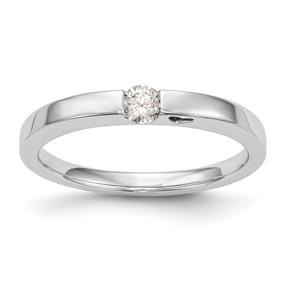 First Promise 14k White Gold Heart Shank 1/10 carat Round Diamond Complete Promise/Engagement Ring, 0.1 ct, Size 7