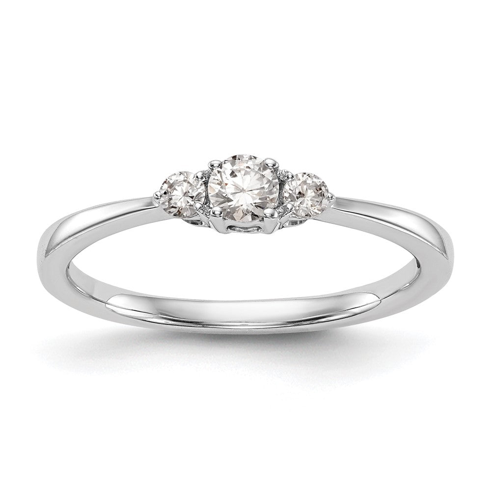 First Promise 14k White Gold 3-Stone 1/4 carat Round Diamond Complete Promise/Engagement Ring, 0.25 ct, Size 7