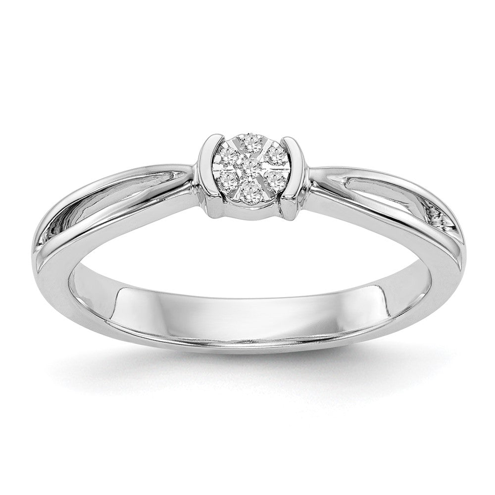 First Promise 14k White Gold Cluster .03 carat Round Diamond Complete Promise/Engagement Ring, 0.03 ct, Size 7, 2.58 g - ID5S9RM3142E-030-WAA8L7