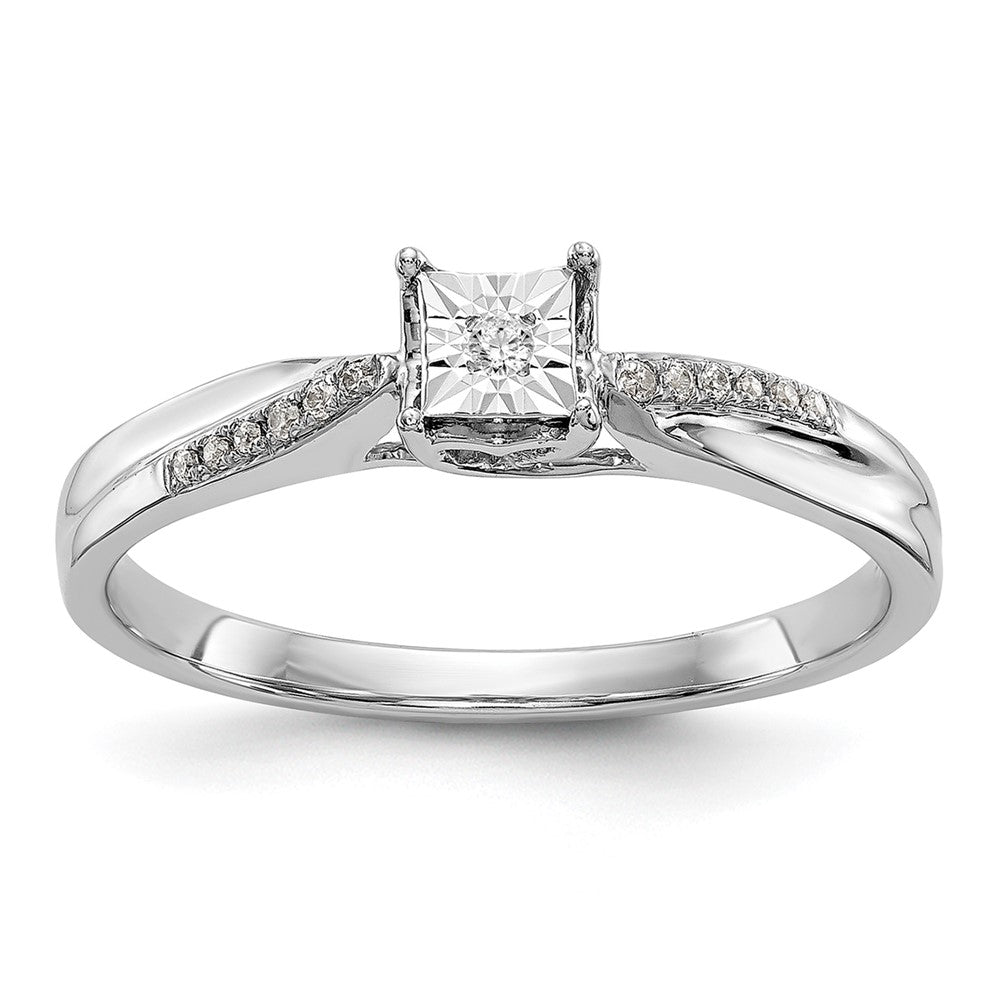 First Promise 14k White Gold Square Illusion 1/20 carat Round Diamond Complete Promise/Engagement Ring, 0.052 ct, Size 7, 1.96 g - ID5S9RM3143E-008-WAA8L7