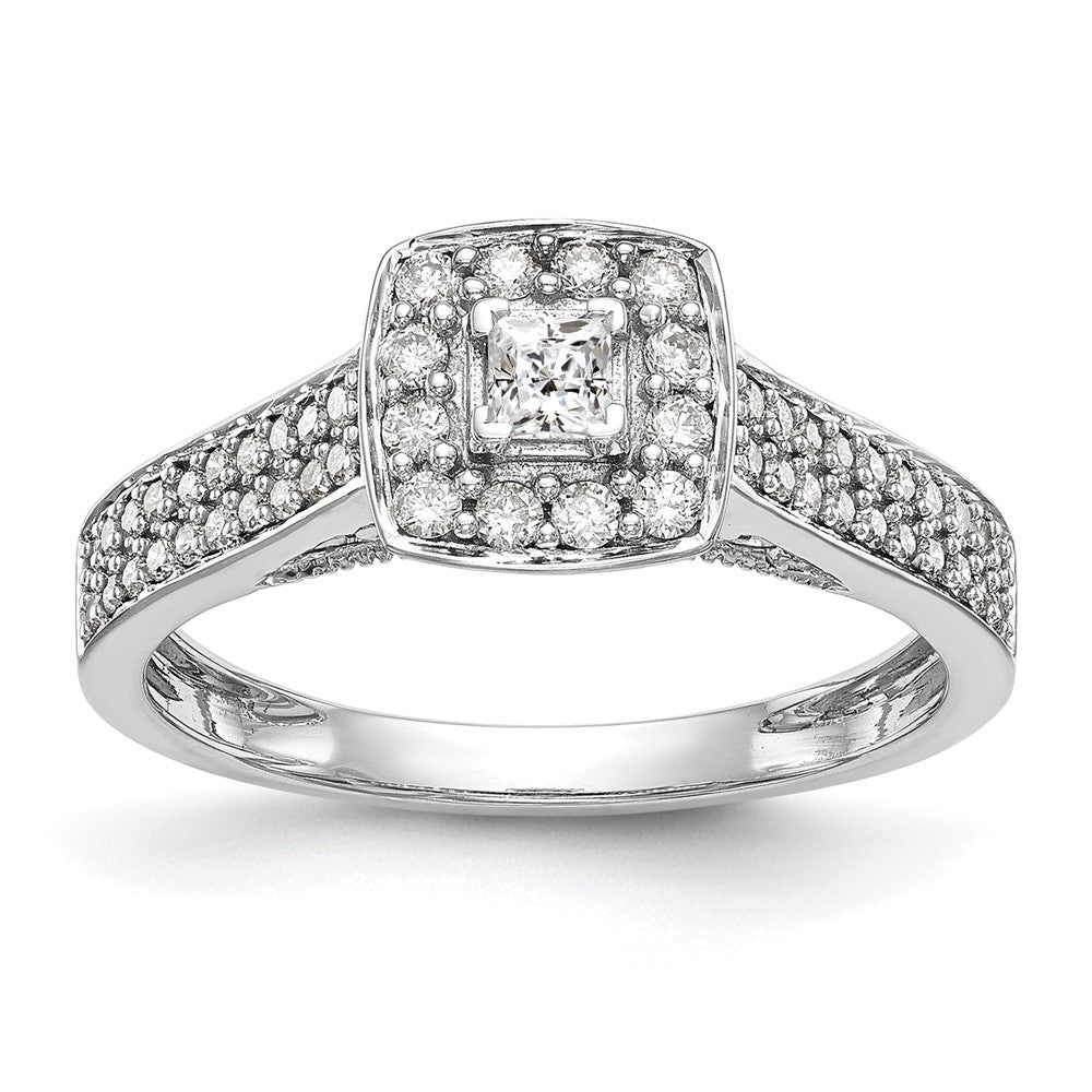 14K White Gold Complete Diamond Promise/Engagement Ring, 0.469 ct, Size 7, 3.18 g - ID5S9RM3147E-048-WAA8L7