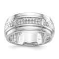 14K White Gold AA Quality 1/8 carat Diamond Trio Men's Wedding Band, 0.128 ct, Size 10, 6.89 g - ID5S9RM3162B-G-013-WAA8L7
