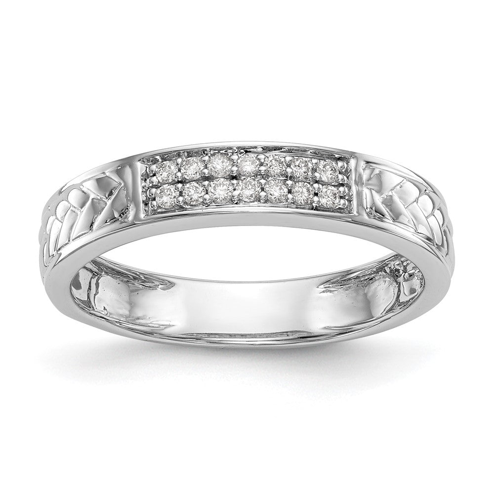 14K White Gold AA Quality 1/10 carat Diamond Trio Ladies Wedding Band, 0.105 ct, Size 7, 2.55 g - ID5S9RM3162B-L-100-WAA8L7
