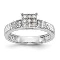 14K White Gold Square Cluster AA Quality 1/6 carat Diamond Trio Complete Engagement Ring, 0.175 ct, Size 7, 3.24 g - ID5S9RM3162E-017-WAA8L7