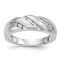 14K White Gold Complete Diamond Trio Men's Wedding Band, 0.135 ct, Size 10