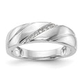 14K White Gold AA Quality .03 carat Diamond Trio Complete Men's Wedding Band, 0.035 ct, Size 10