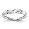 14K White Gold AA Quality 1/20 carat Diamond Trio Complete Ladies Wedding Band, 0.052 ct, Size 7