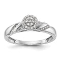 14K White Gold Halo Cluster AA Quality 1/6 carat Diamond Trio Complete Engagement Ring, 0.153 ct, Size 7