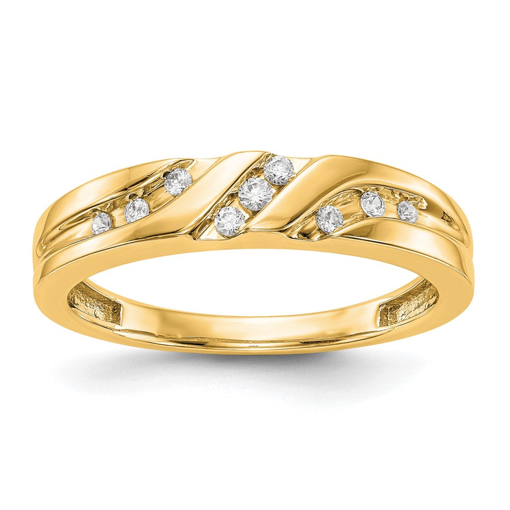 14K Yellow Gold Complete Diamond Trio Men's Wedding Band, 0.145 ct, Size 10