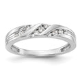 14K White Gold AA Quality 1/8 carat Diamond Trio Complete Ladies Wedding Band, 0.12 ct, Size 7