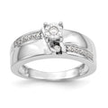14K White Gold Complete Diamond Trio Engagement Ring, 0.16 ct, Size 7