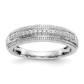 14K White Gold AA Quality 1/10 carat Diamond Trio Complete Men's Wedding Band, 0.108 ct