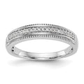 14K White Gold AA Quality 1/10 carat Diamond Trio Complete Ladies Wedding Band, 0.1 ct, Size 7