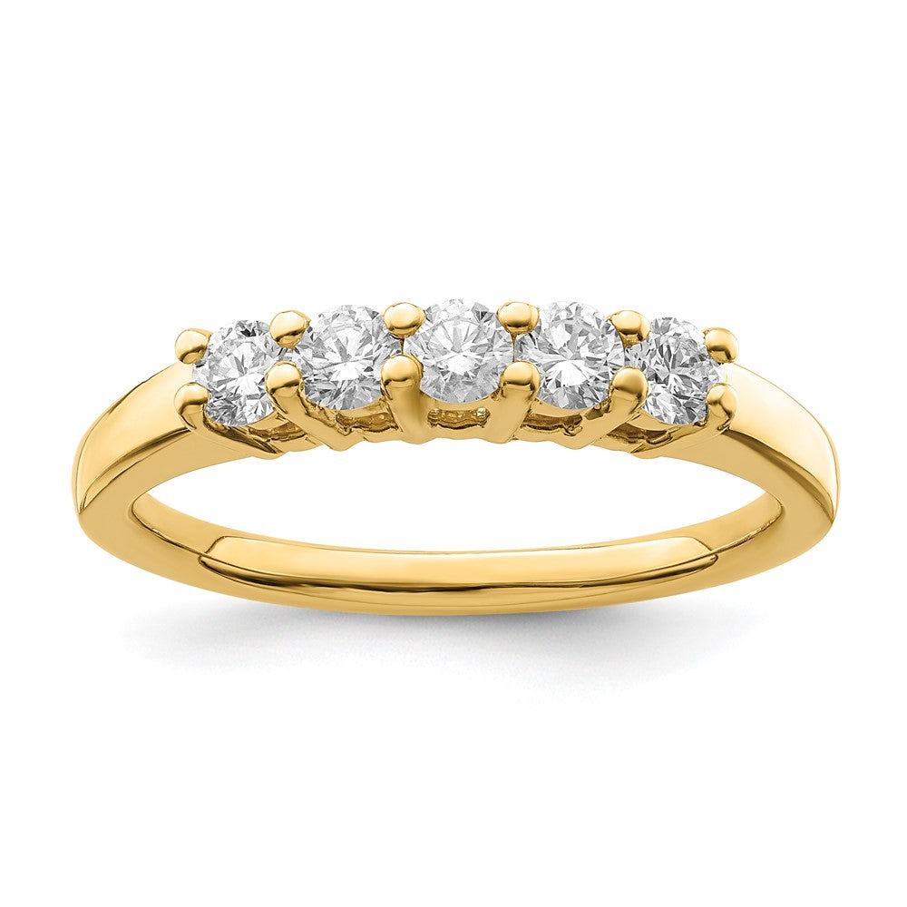 14K Yellow Gold 5-Stone Diamond Band, 0.5 ct, Size 7, 2.36 g