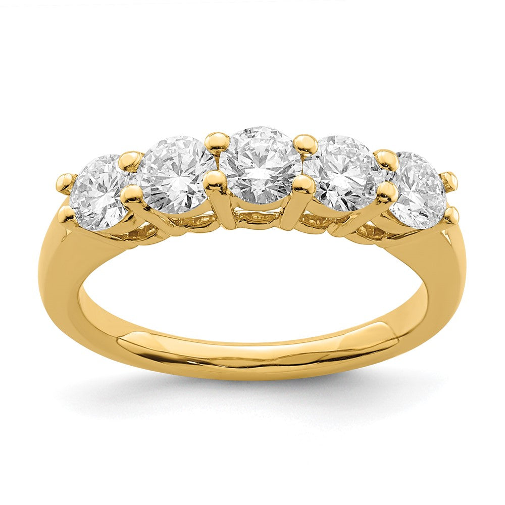 True Origin 14K 1 1/3 carat Lab Grown Diamond VS/SI  D E F  5 Stone Ring, 1.35 ct, Size 7