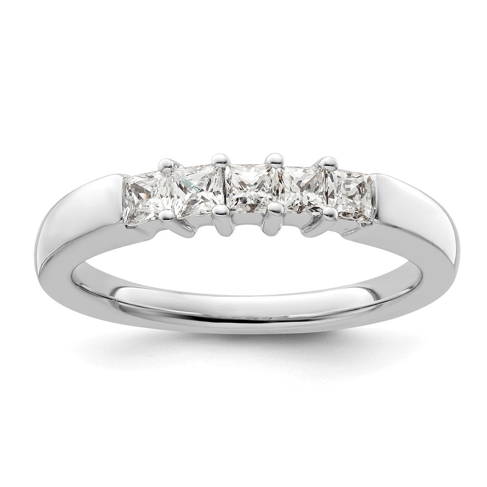 14K White Gold 5-Stone Shared Prong 1/2 carat Princess Complete Diamond Band, 0.5 ct, Size 7, 3.79 g - ID5S9RM3177B-050-WAA8L7