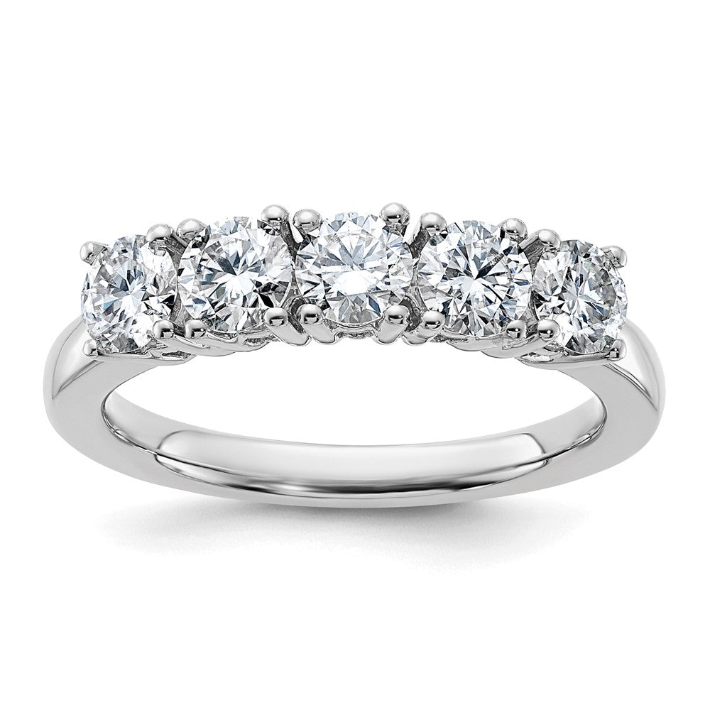 14kw 1ct Moissanite 5 Stone Band, 2.25 ct, Size 7, 2.2 mm