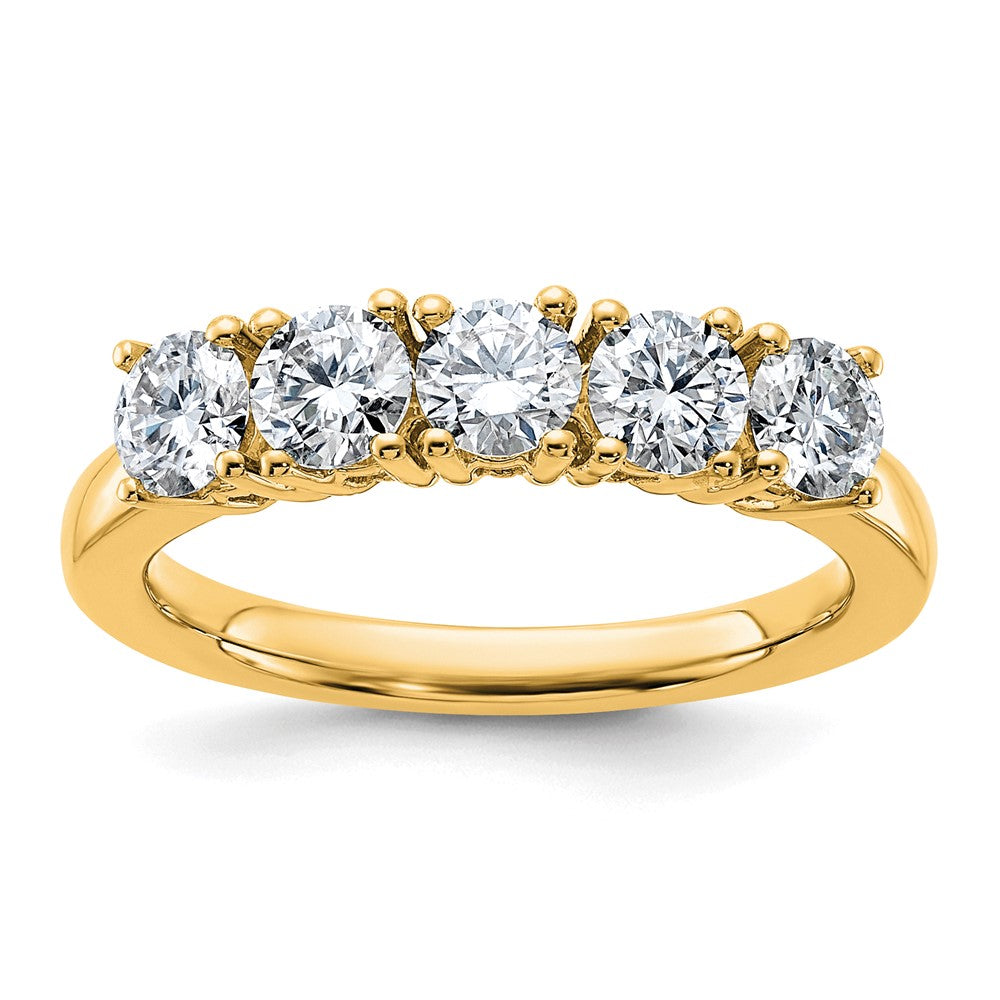 14ky 1ct Moissanite 5 Stone Band, 2.25 ct, Size 7, 2.2 mm, 3.52 g - ID5S9RM3181B-110-YMP8L7