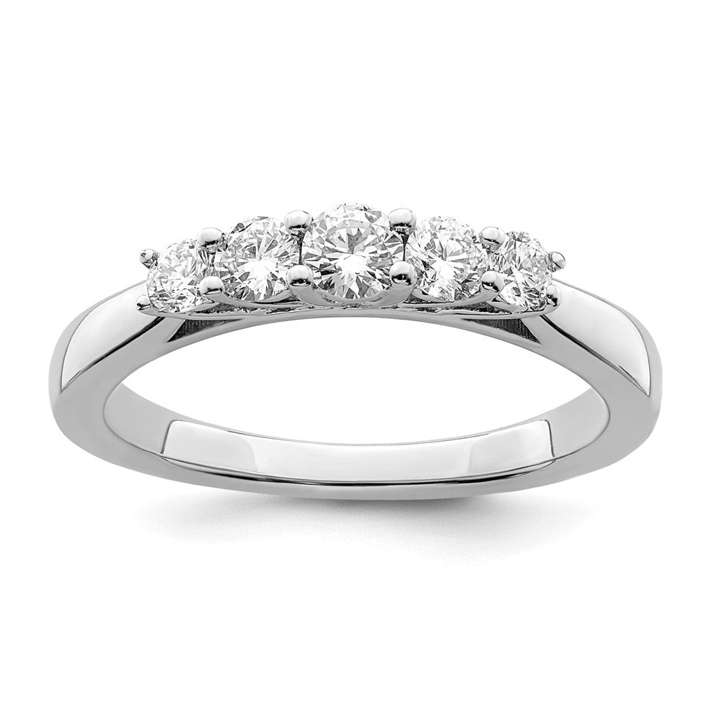 14K White Gold 5-Stone Shared Prong 1/2 carat Round Complete Diamond Band, 0.493 ct, Size 7, 3.16 g - ID5S9RM3184B-050-WAA8L7