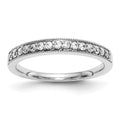 14K White Gold Beaded Edge 1/5 carat Complete Diamond Band, 0.225 ct, Size 7, 2.25 mm