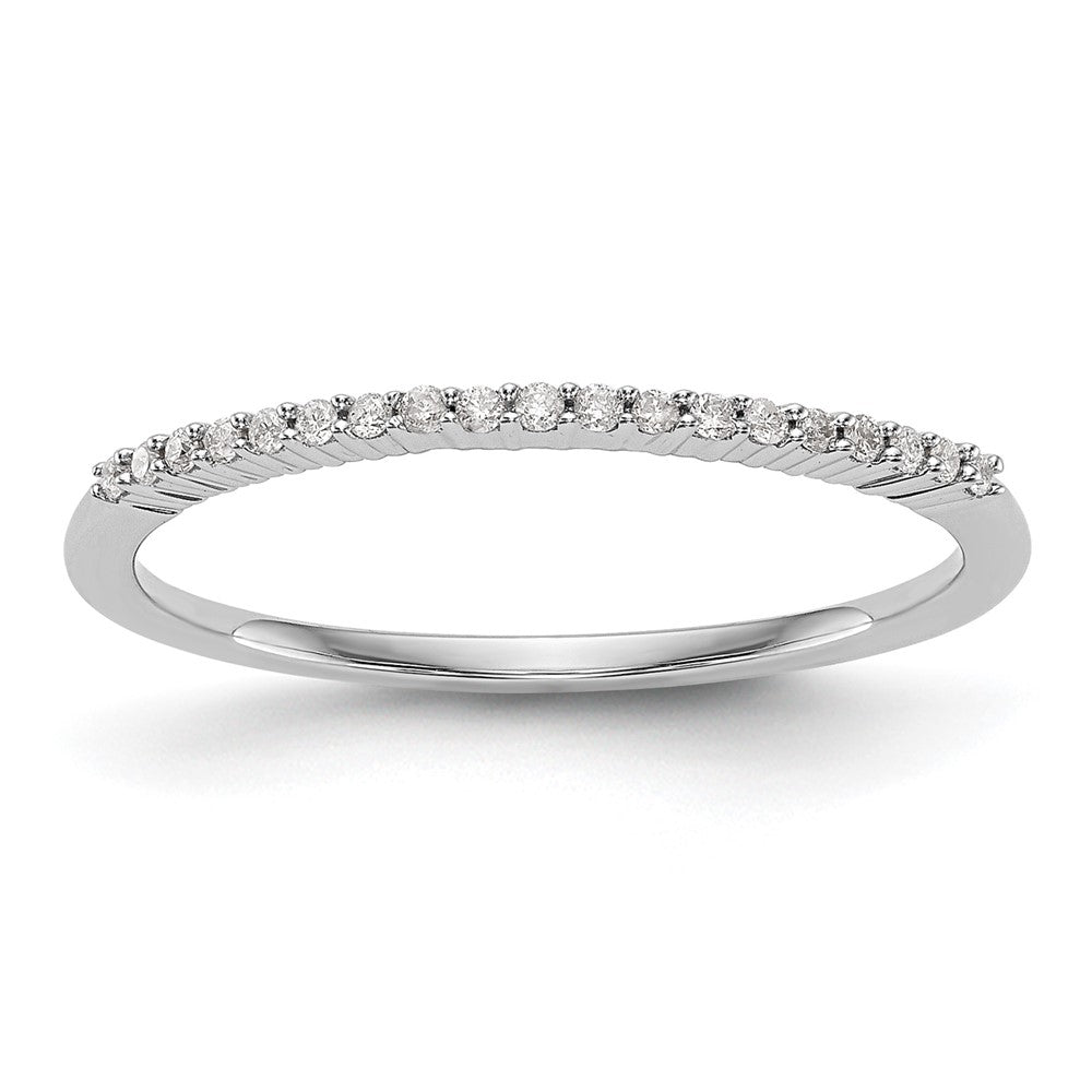 14K White Gold 1/10 carat Complete Round Diamond Band, 0.095 ct, Size 7