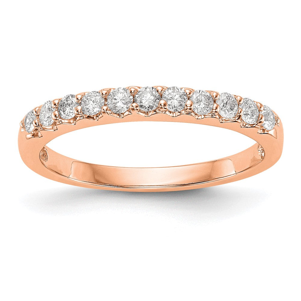 14K Rose Gold 11-Stone 1/3 carat Complete Diamond Band, 0.33 ct, Size 7