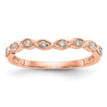 14K Rose Gold 1/15 carat Diamond Contoured Complete Wedding Band, 0.08 ct, Size 7