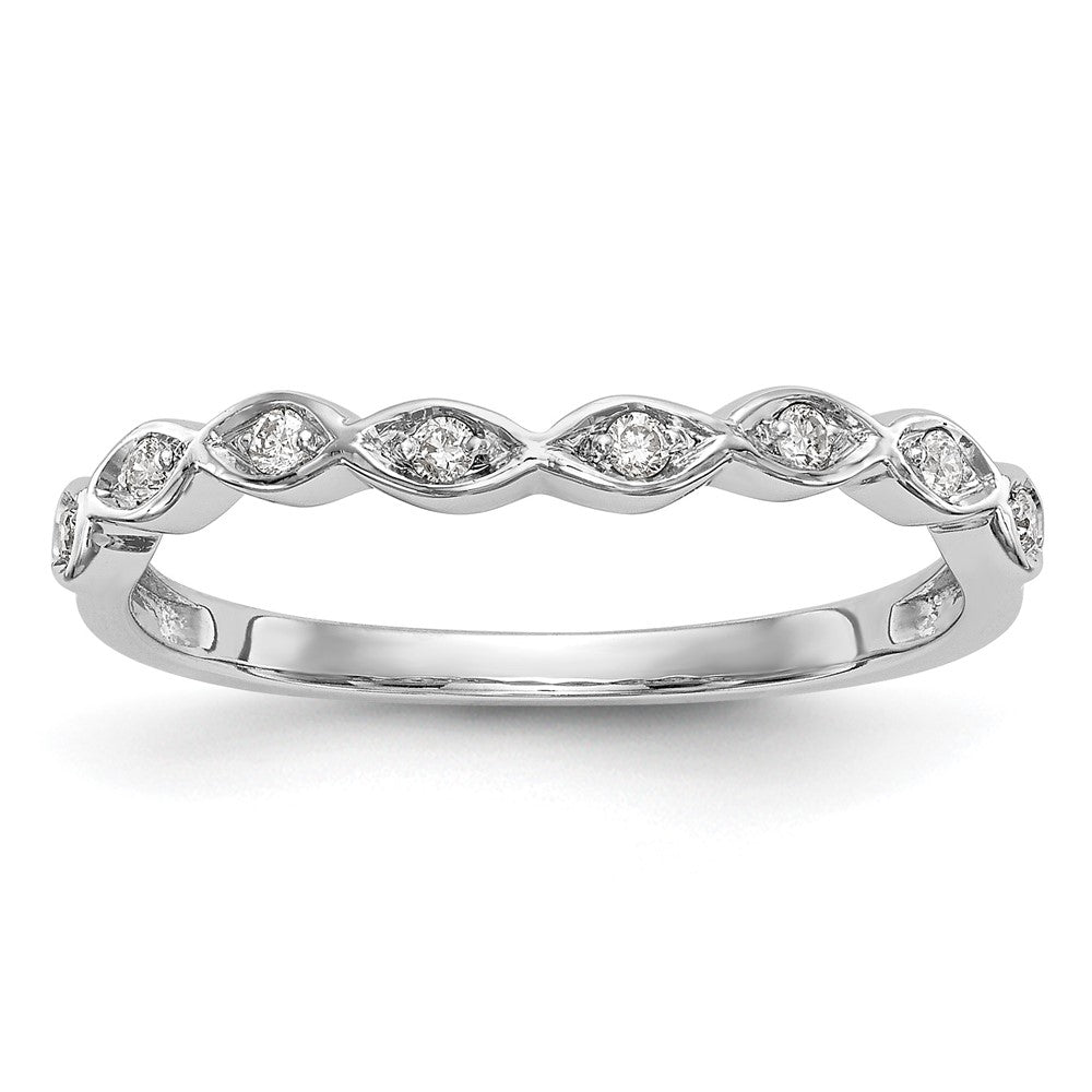 14K White Gold 1/15 carat Diamond Contoured Complete Wedding Band, 0.08 ct, Size 7, 1.62 g