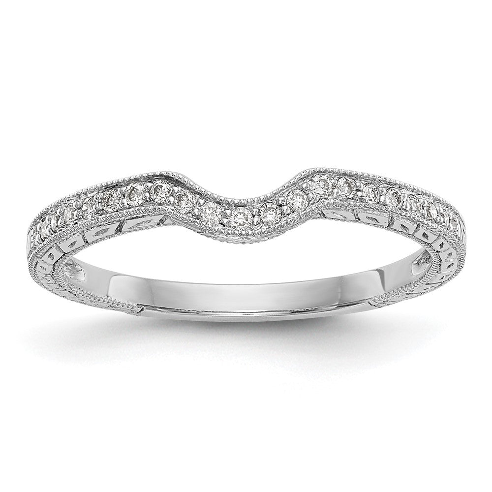 14k White Gold 1/8 carat Diamond Contoured Complete Wedding Band, 0.144 ct, Size 7, 2.12 g - ID5S9RM3235B-014-WAA8L7
