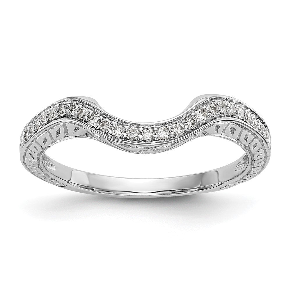 14K White Gold 1/8 carat Diamond Contoured Complete Wedding Band, 0.14 ct, Size 7, 2.77 g - ID5S9RM3237B-014-WAA8L7