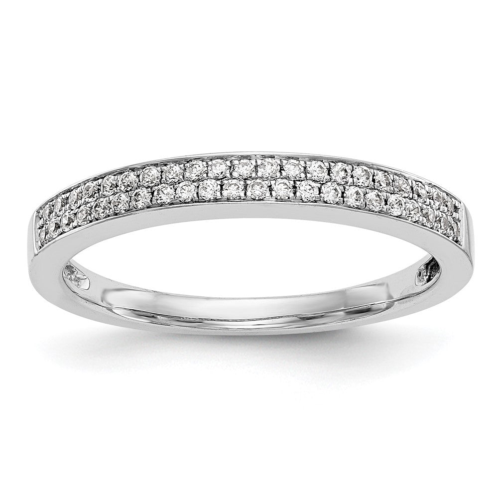 14K White Gold Micro Pave 1/5 carat Complete Diamond Band, 0.215 ct, Size 7